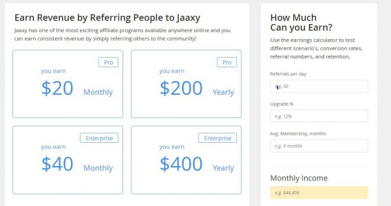 jaaxy referral income chart