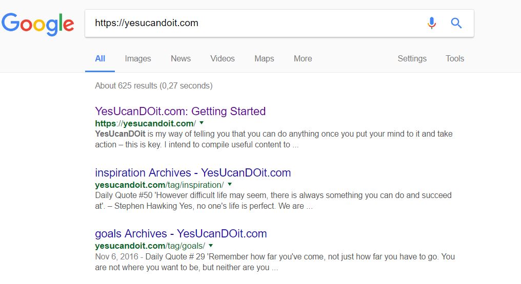 google search my url
