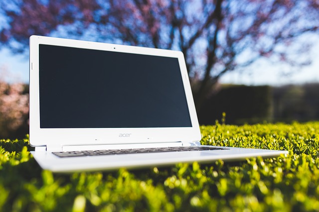 laptop-grass-sunny-computer-white