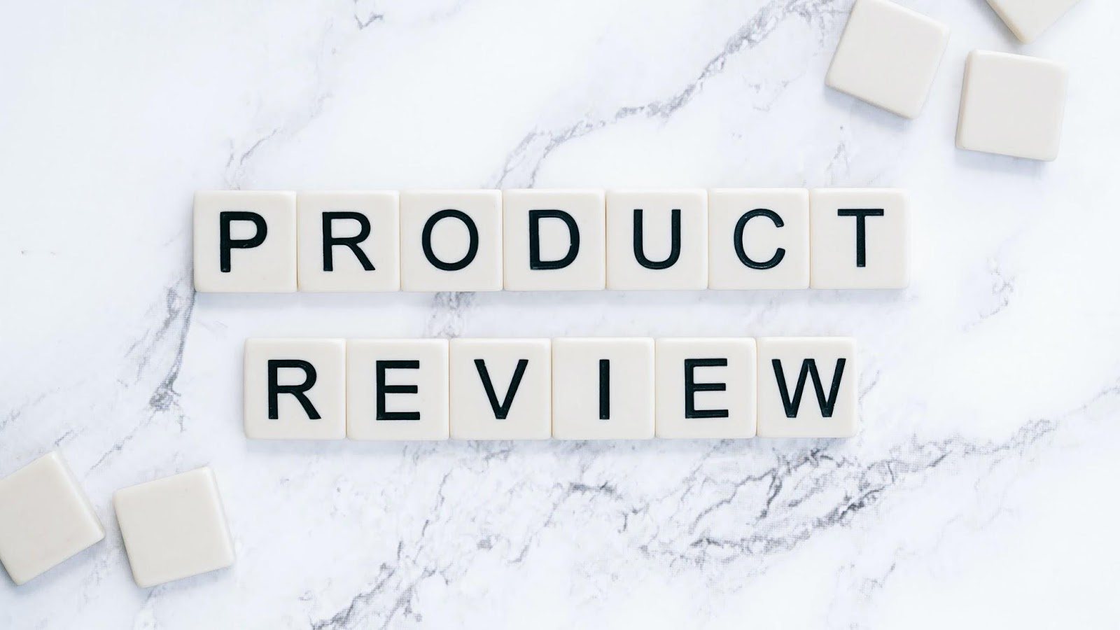 product review written in scrabble tiles