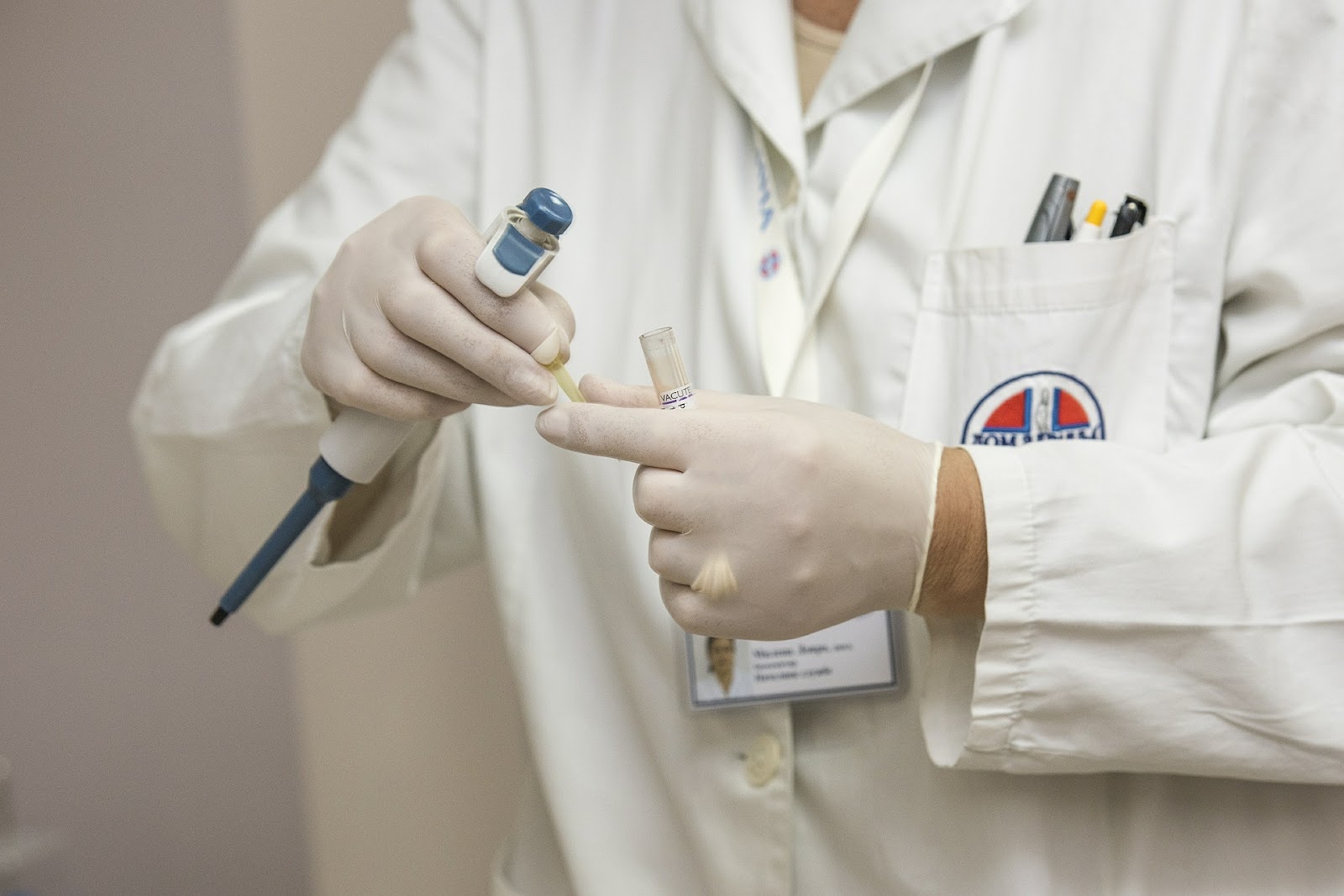 medical employee in a white lab coat