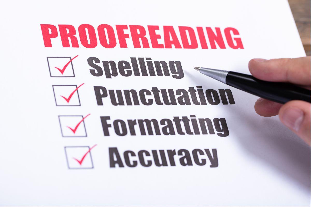 proofreading list with boxes checked