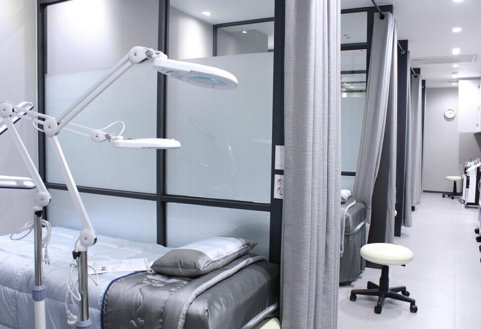 hospital beds in a room